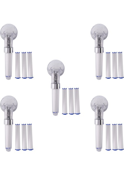 5 Set Negatif Iyonlar Banyo Elde Duş Duş Su Tasarrufu Kafa Seti 15 Filtreli Basınçlı Duş Başlık El Duş (Yurt Dışından)
