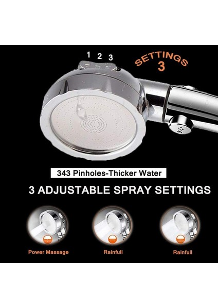 Basınçlı Duş Başlığı Aç/kapalı Tam Kapatma Düğmesi Açısı ile Ayarlanabilir Su Tasarrufu Spreyleri (Yurt Dışından) modelleri