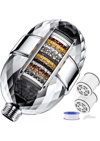 20 Aşamalı Duş Filtresi Duş Başlığı Filtresi Değiştirilebilir Kartuşlar Duş Filtresi Sert Su Için Duş Filtresi Kloru Çıkarma (Yurt Dışından)