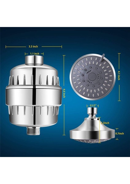 Filtrelenmiş Duş Başlığı Basınçlı 5 Sprey Modları Filtreli Duş Başlığı 16 Aşamalı Duş Başlığı Sert Su Için Filtre (Yurt Dışından) fiyatları