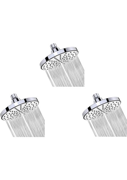 3x Duş Başlığı 6 Inç Önleyici Anti-Clog Sabit Yağmur Duş Başlığı Yağış Sprey Gevşeme ve Spa (Gümüş) (Yurt Dışından)
