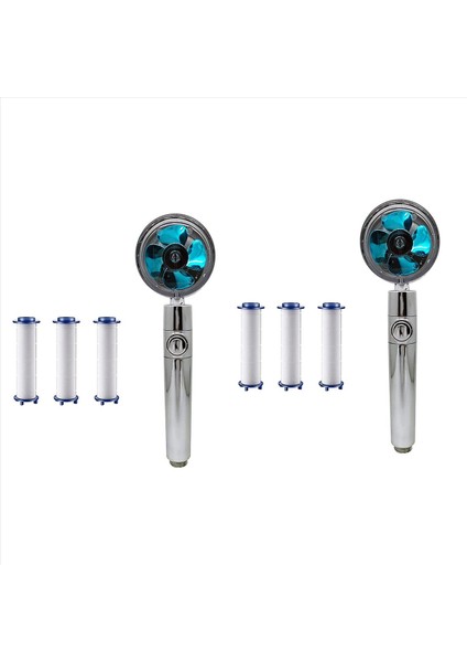 2x Basınçlı Duş Başlıkları El Tipi Turbo Fan Duşu 6 Filtreli Hidro Jet Duş Başlığı Kiti (Yurt Dışından)