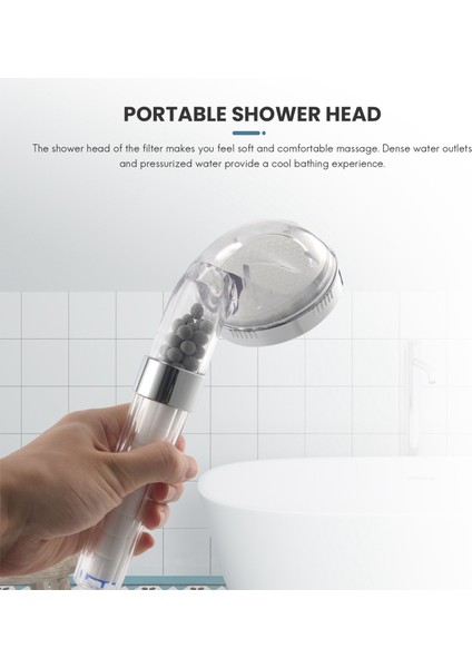 1 Set Negatif Iyonlar Banyo Elde Taşınga Suyu Tasarruf Başlığı 3 Filtreli Basınçlı Taşınabilir Duş Başlığı El Duş (Yurt Dışından) fiyatları