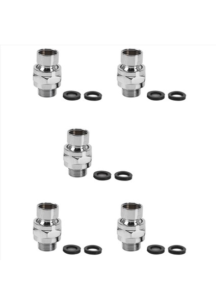 5x Pirinç Krom Top Eklemi Duş Kolu Kafa Açısı Ayarlanabilir Döner Adaptör (Yurt Dışından)