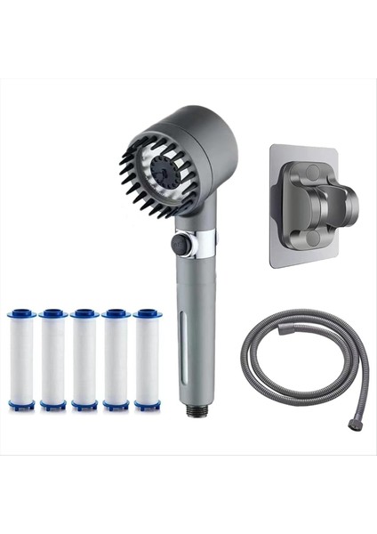 Duş Başlığı Turboshower Çok Fonksiyonlu Masaj El Duş Seti Ayarlanabilir Turbo Şarj Duş Başlığı (Yurt Dışından)