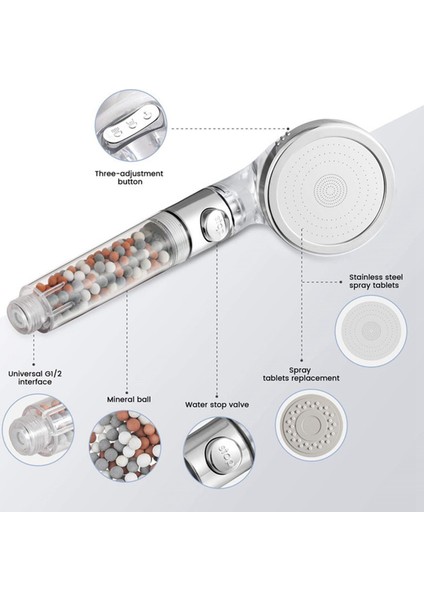 2x 3 Mod Spa Iyonu Filtre Duş Başlığı Basınç Tasarrufu Sağlayan Su El Duş Nozul Premium Banyo Su Filtresi (Yurt Dışından) modelleri