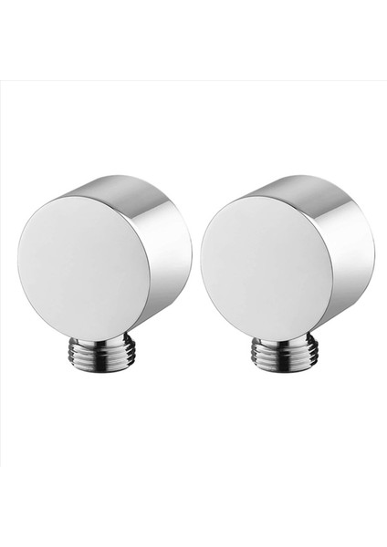 2x Duvar Tedarik Dirsek Pirinç Yuvarlak Duvar Montajı Duş Hortum Konnektörü Aksesuarları G1/2inç Su Çıkışı Duş Silver (Yurt Dışından)