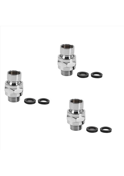 3x Pirinç Krom Top Duş Kolu Kafa Açısı Ayarlanabilir Döner Adaptör (Yurt Dışından)