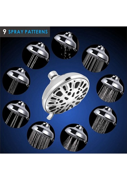 Basınçlı Duş Başlığı - 4 5 Inç Yağmur Duş Başlığı - 9 Sprey Ayarı - Banyo Duş Başlıkları (42 Nozul) (Yurt Dışından) fırsatları