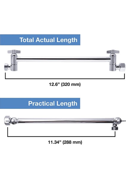 2x Ayarlanabilir Duş Kolu Uzantısı Cilalı Krom Kaplamalı Pirinç Duş Başlığı Uzatma Kolu 11+ Inç (Yurt Dışından) fiyatları