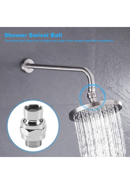 Pirinç Krom Bilyalı Mafsal Duş Kolu Kafa Açısı Ayarlanabilir Döner Adaptör (Yurt Dışından) fiyatları