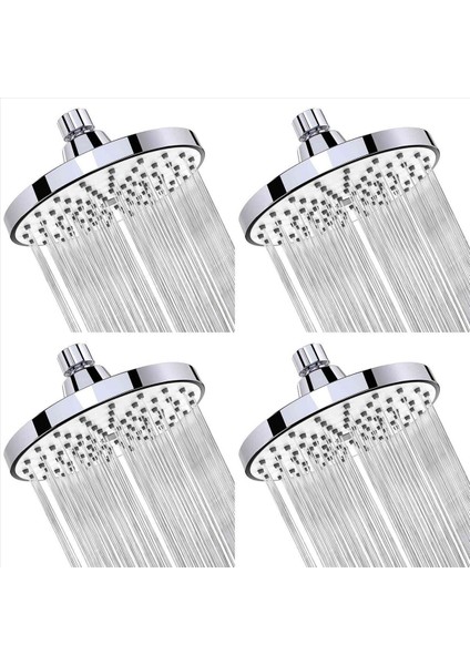 4x Duş Başlığı 6 Inç Anti-Clog Sabit Yağmur Yağışı Yağışlı Yağış Sprey Gevşeme ve Spa (Gümüş) (Yurt Dışından)