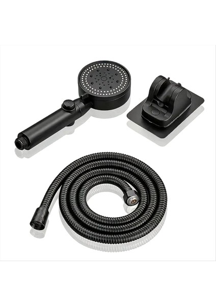 3pcs Duvar Montajı Tutucu + Hortum ile Ayarlanabilir Siyah Duş Başlığı Seti Basınçlı Su Tasarrufu Duş Başlığı (Yurt Dışından) fırsatları