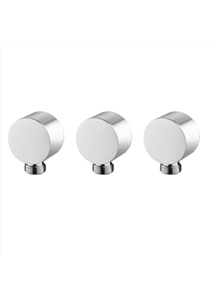 3x Duvar Tedarik Dirsek Pirinç Yuvarlak Duvar Montajı Duş Hortum Konnektörü Aksesuarları G1/2inç Su Çıkışı Duş Silver (Yurt Dışından)