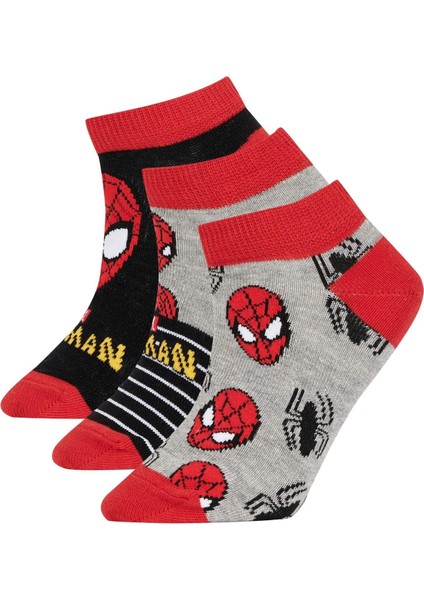 Erkek Çocuk Marvel Spiderman 3'lü Pamuklu Patik Çorap