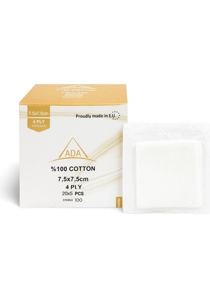 Steril Emici Kompres Gazlı Bez 7,5×7,5 cm 20x5 100 Adet