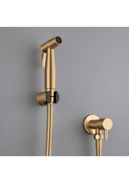 2x Banyo Tuvalet Bide Musluk Kiti Fırçalanmış Altın Duvara Monte Bide Püskürtücü Duş Kapanma Valfı (Yurt Dışından) fiyatları