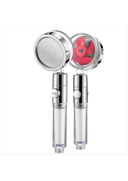 Süper Şarjlı Duş Kafa Duş Başlığı Basınçlı Duş Seti Süper Turbo Duş 3 Sprey Modları Kırmızı (Yurt Dışından)