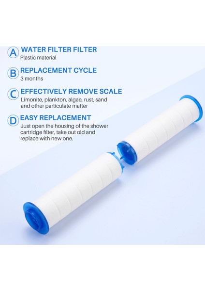 Sert Su Için 10 Adet Yedek Duş Filtresi - Klor ve Florürü Çıkarmak Için Çıkışlı Duş Su Filtresi (Yurt Dışından)
