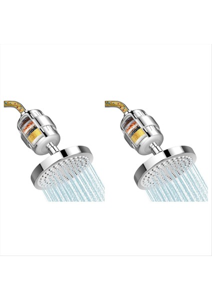 2x Duş Başlığı ve Su Filtresi 15 Aşamalı Duş Filtresi Klor ve Zararlı Maddeleri Kaldırır Su Yumuşatıcı Duş Başlığı (Yurt Dışından)