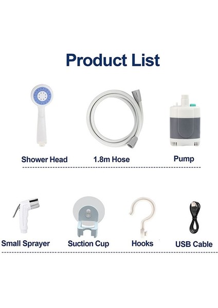 Taşınabilir Açık Duş Elektrikli Kamp Banyo Portatif Duşlar Kafa Evcil Duş Arabası Yıkama Havuzu Hortum Banyo Aracı (Yurt Dışından) modelleri