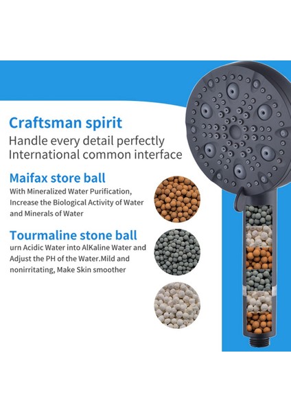 Filtrelenmiş Duş Başlığı El Tipi Filtreli 10 Sprey Modu Duş Başlığı Kuru Kaşıntılı Cildi Siyah (Yurt Dışından) modelleri