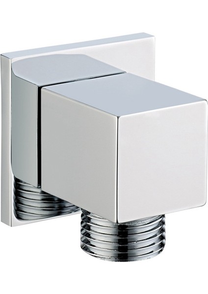 G1/2inch Duş Hortumu Konnektörü Kare Aksesuarlar Banyo Pirinç Vücut Duvar Konnektör Braketi Duş Hortumu Için -Silver (Yurt Dışından)