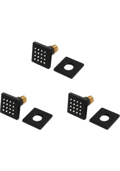 3x Duş Spa Pirinç Kare Masaj Gövde Jetleri Sprey Vücut Duş Başlığı Fırçalanmış Nikel Mat Siyah (Yurt Dışından)