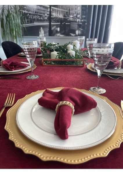 Kadife Dokulu Dertsiz Bordo Masa Örtüsü (Peçete Dahil Değil ) indirimleri