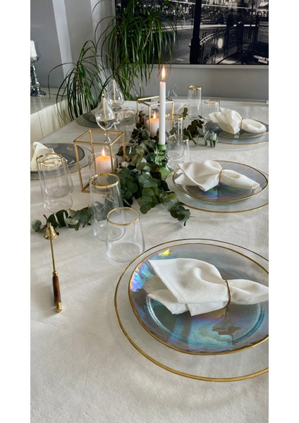 Keten Dokulu Sedefli Simli Beyaz Masa Örtüsü (Peçete Dahil Değil ) fiyatları