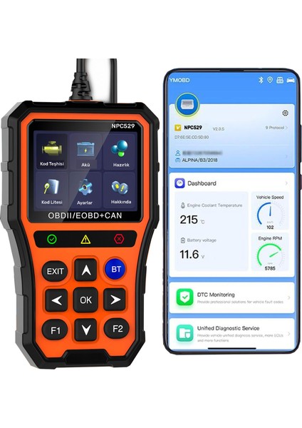 NPC529 Türkçe Obdıı/eobd+Can Modlu Araç Arıza Tespit/silme Cihazı