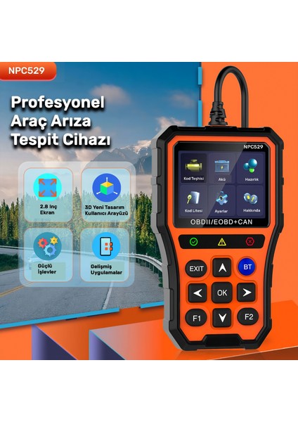 NPC529 Türkçe Obdıı/eobd+Can Modlu Araç Arıza Tespit/silme Cihazı indirimleri