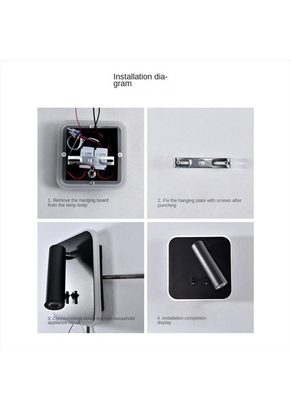 Duvar Işık Arka Işığı USB Şarj 330 Derece Döndürülebilir Duvar Lambası Başucu Çalışma Okuma Accon Lamba Beyaz (Yurt Dışından) indirimleri