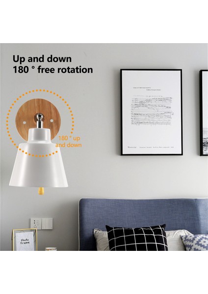 Nordic Ahşap Duvar Lambası Başucu Duvar Lambası Sconce Duvar Işığı Yatak Odası Koridoru Ile Koridor Serbestçe Döner (Beyaz) (Yurt Dışından) fiyatları
