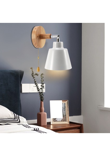 Nordic Ahşap Duvar Lambası Başucu Duvar Lambası Sconce Duvar Işığı Yatak Odası Koridoru Ile Koridor Serbestçe Döner (Beyaz) (Yurt Dışından) modelleri