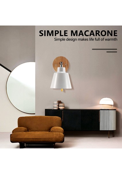 Nordic Ahşap Duvar Lambası Başucu Duvar Lambası Sconce Duvar Işığı Yatak Odası Koridoru Ile Koridor Serbestçe Döner (Beyaz) (Yurt Dışından) fırsatları