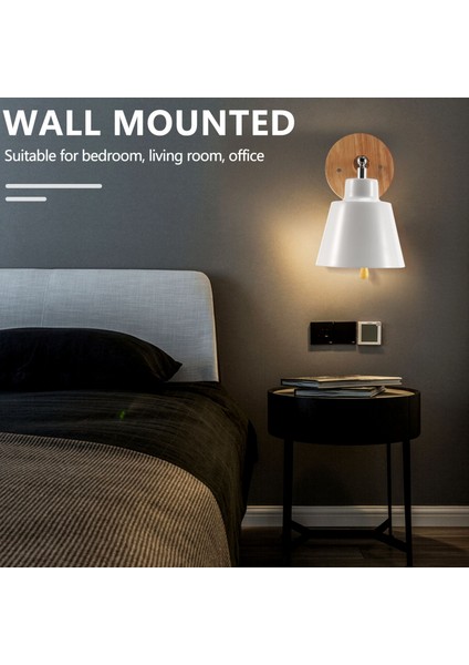 Nordic Ahşap Duvar Lambası Başucu Duvar Lambası Sconce Duvar Işığı Yatak Odası Koridoru Ile Koridor Serbestçe Döner (Beyaz) (Yurt Dışından) indirimleri