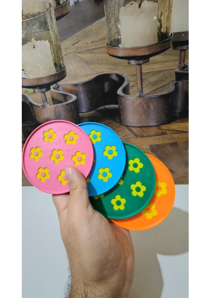 4’lü Renkli Bardak Altlığı Seti | Pla Doğa Dostu | Çiçek Desenli Dekoratif Tasarım fiyatları