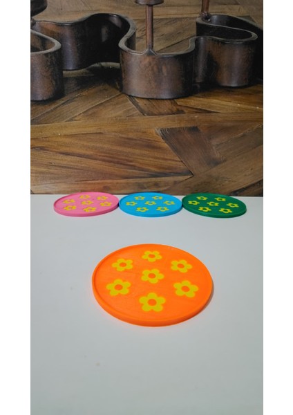 4’lü Renkli Bardak Altlığı Seti | Pla Doğa Dostu | Çiçek Desenli Dekoratif Tasarım fırsatları