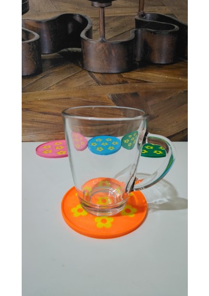 4’lü Renkli Bardak Altlığı Seti | Pla Doğa Dostu | Çiçek Desenli Dekoratif Tasarım indirimleri