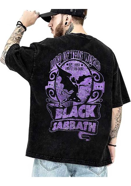 Premıum Kalite Pamuklu Sırt Baskı Detaylı Oversıze Kesim Unısex Model Yıkamalı Kumaşt-Shırt