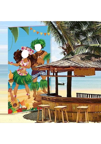 Luau Çift Fotoğraf Kapısı Banner Hawai Partisi Süslemeleri Luau Fotoğraf Propaloha Banner 71 x 35 5 Inç (Yurt Dışından) fırsatları