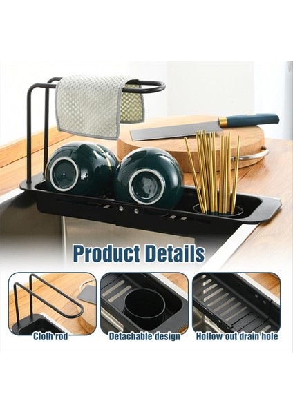 Paslanmaz Çelik Drenaj Rafı Genişletilebilir Sünger Tutucu Mutfak Lavabo Yemek Kurutma Rafı Mutfak Tezgahı C (Yurt Dışından) fiyatları