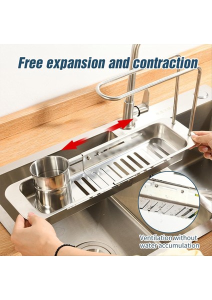 Paslanmaz Çelik Drenaj Rafı Genişletilebilir Sünger Tutucu Mutfak Lavabo Yemek Kurutma Rafı Mutfak Tezgahı C (Yurt Dışından) modelleri