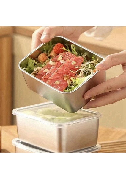 2x Paslanmaz Çelik Buzdolabı Daha Net Gıda Saklama Kutusu Plastik Kapaklı Deniz Ürünleri Meyve Hazırlama Sebze Piknik Kutusu S (Yurt Dışından) fiyatları