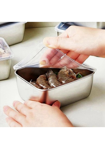 2x Paslanmaz Çelik Buzdolabı Daha Net Gıda Saklama Kutusu Plastik Kapaklı Deniz Ürünleri Meyve Hazırlama Sebze Piknik Kutusu S (Yurt Dışından) modelleri