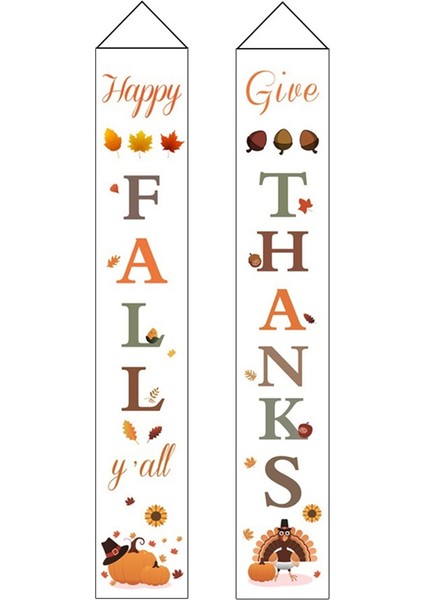 Sundurma Banner Sonbahar Şükran Süsleri Kapalı ve Açık Sonbahar Şükran Günü Sundurma Dekorasyonları B (Yurt Dışından)