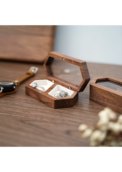 Ahşap Yüzük Kutusu 2slots Yüzük Tutucu Kutu Seyahat Yüzük Küpe Takı Depolama Günlük Organizatör Nişan Düğün Yüzük Kutusu D (Yurt Dışından)