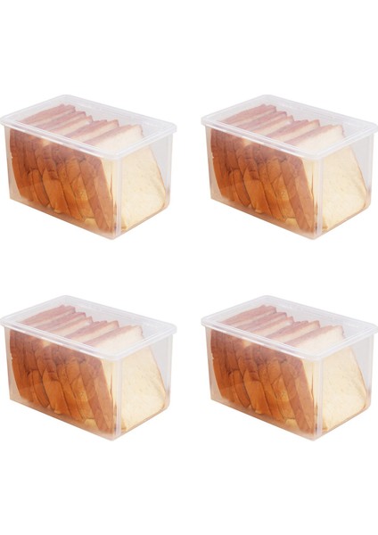 4x Hava Geçirmez Ekmek Depolama Kapları Ekmek Kutusu Plastik Yeniden Kullanılabilir Somun Kek Berrak Ekmek Dağıtıcı Taze Ekmek Kutusu (Yurt Dışından)