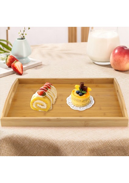 Kulplu Ahşap Tepsi Oturma Odası Sehpa Taban Tablosu Büyük Boy Ahşap Akşam Yemeği Tepsisi Kahvaltı Dekorasyonu (Yurt Dışından) fırsatları